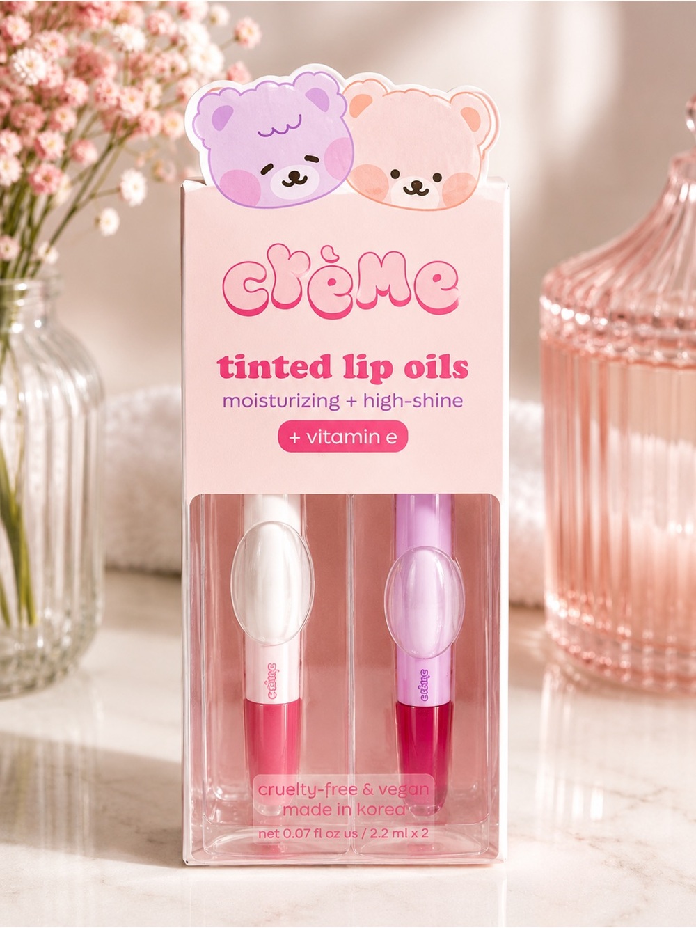 The Crème Shop Boba Bears High-Shine Tinted Lip Oil Duo
